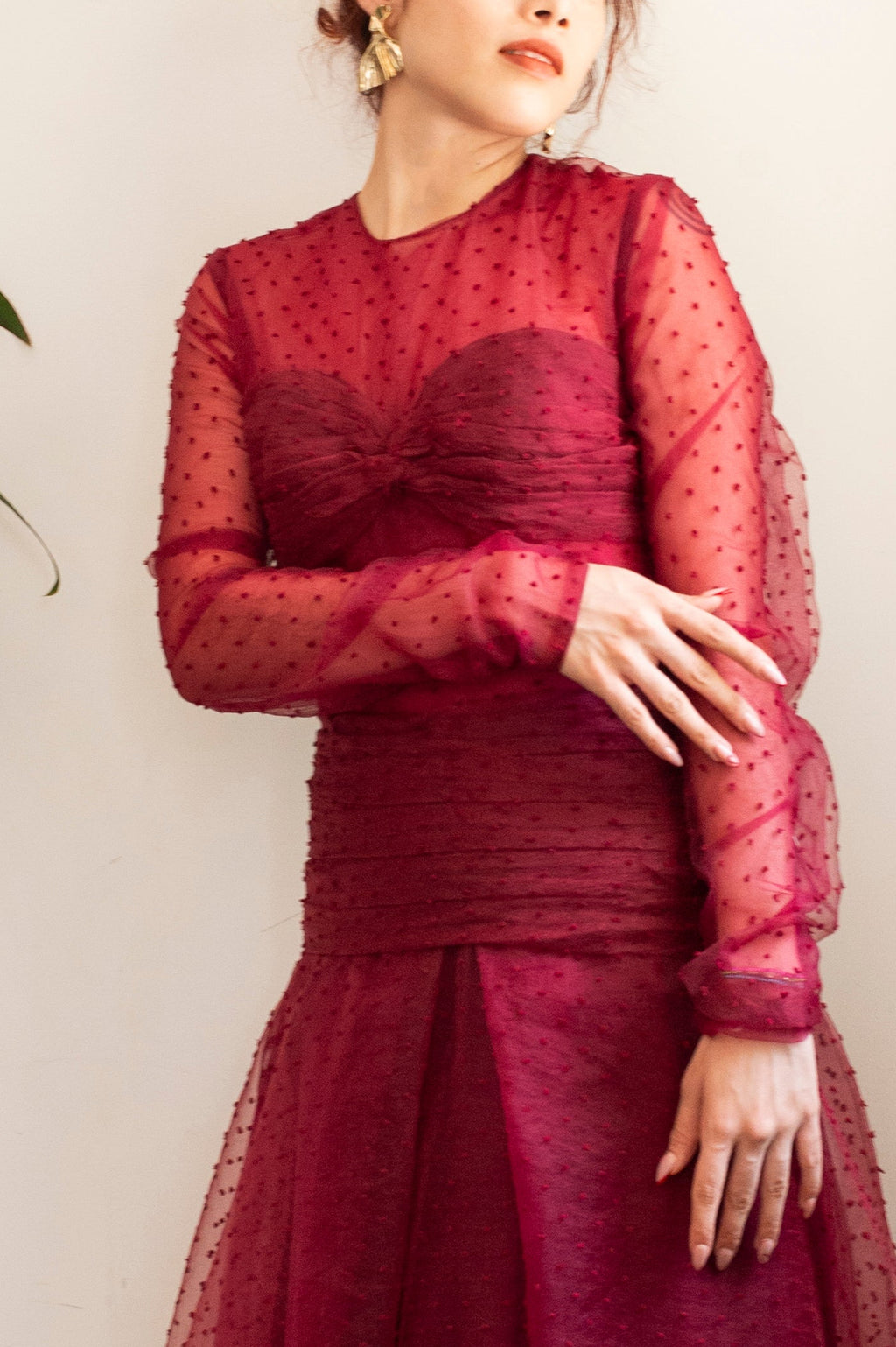 Vestido rojo manga larga