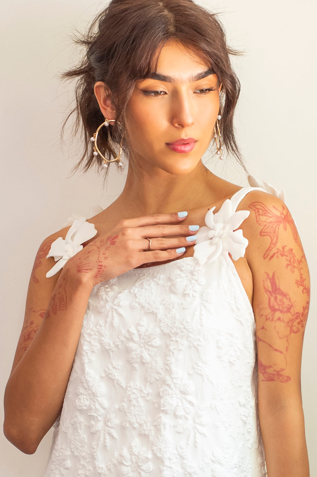 Vestido blanco con flores