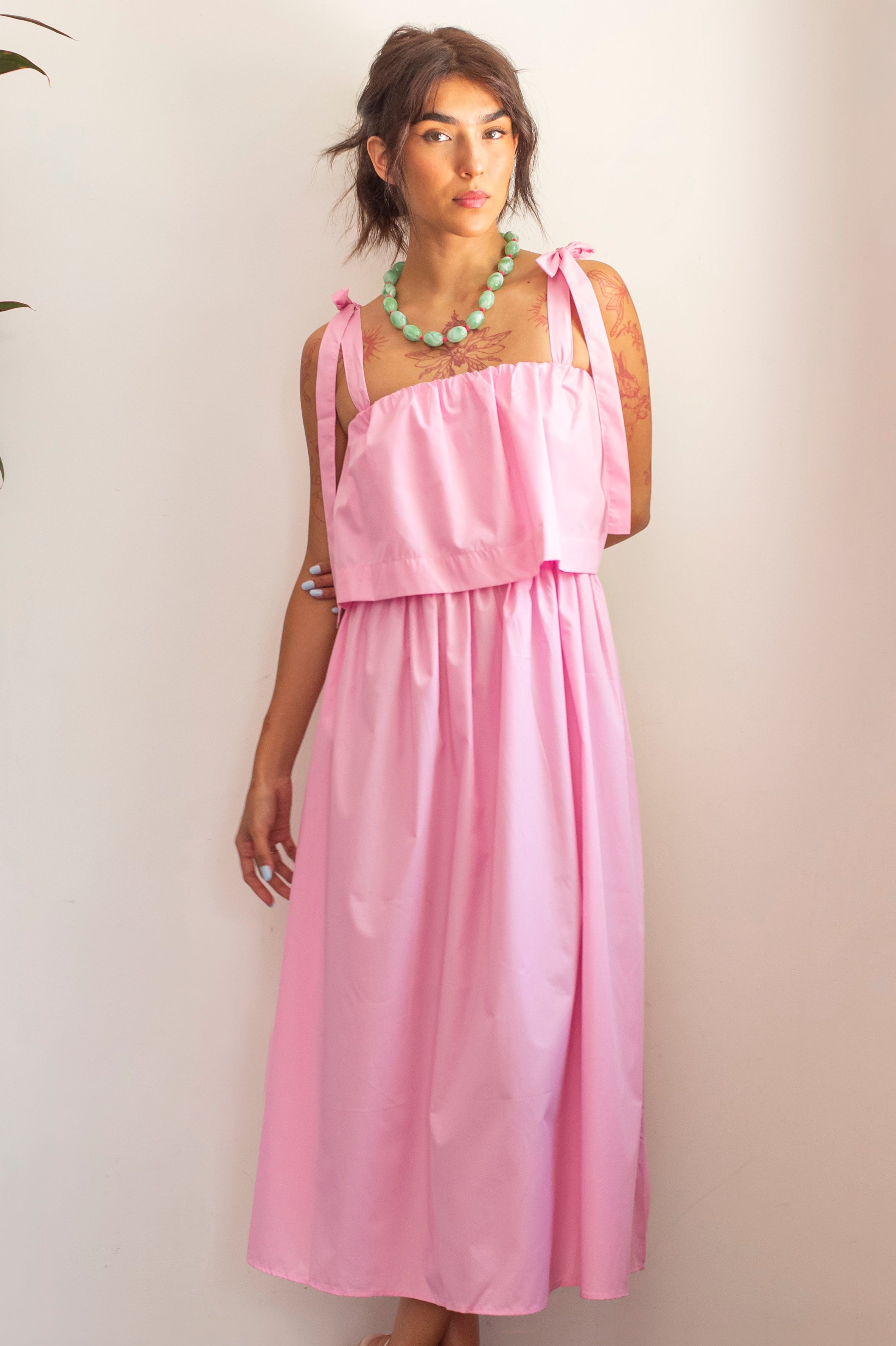 Vestido largo rosa