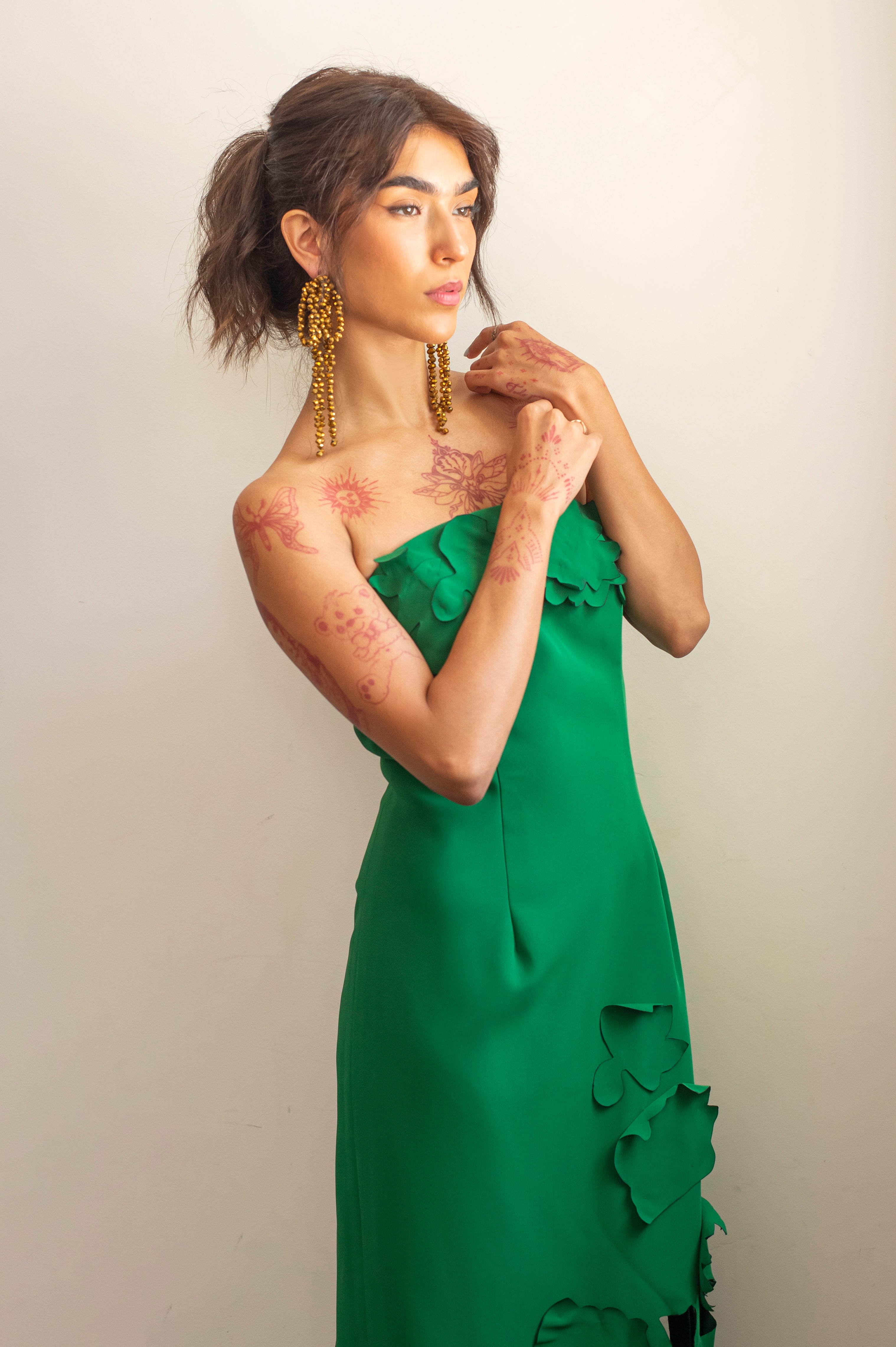 Vestido verde con flores